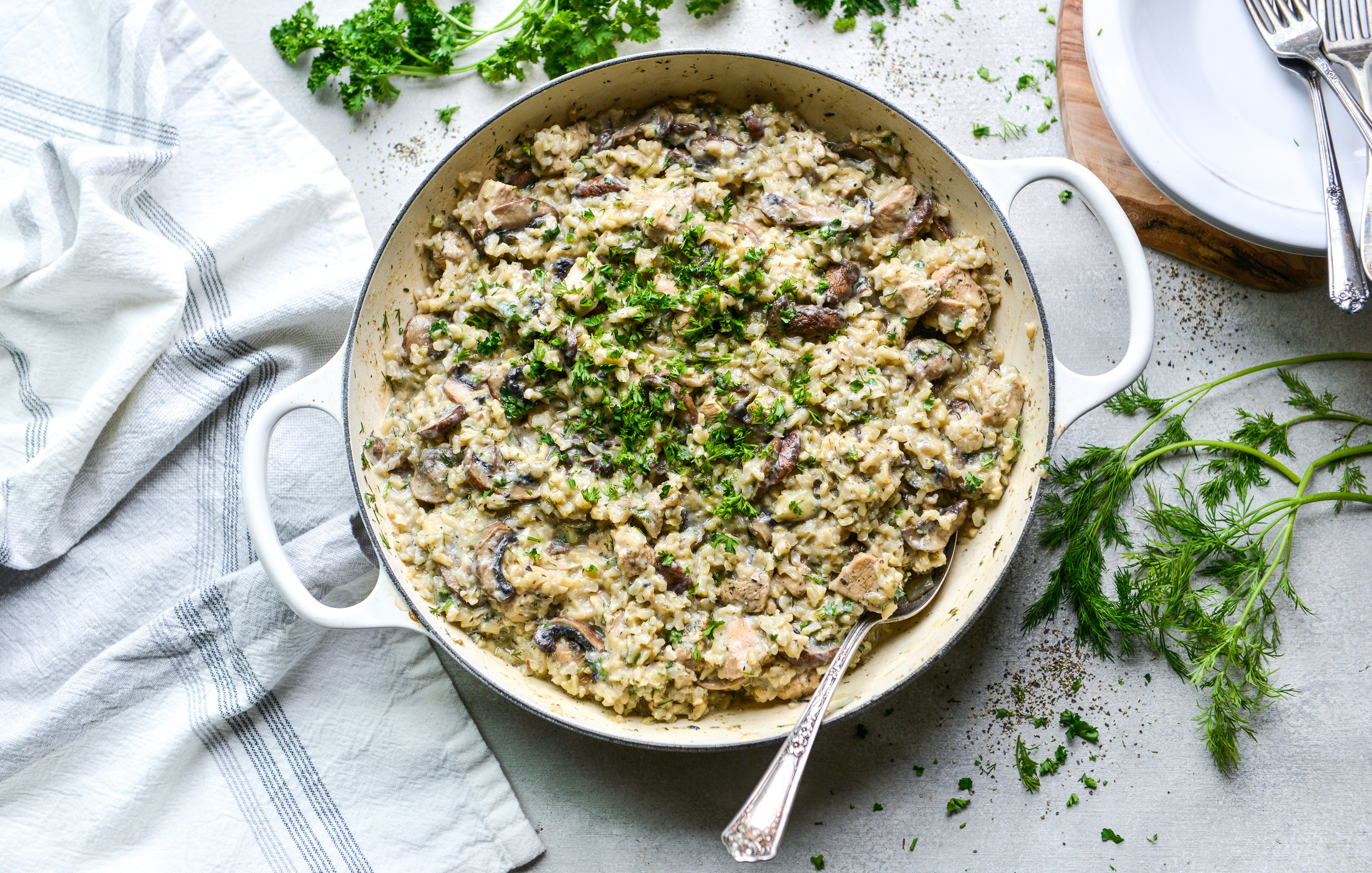 Mushroom Chicken and Rice Stovetop Casserole | Nourishing Meals®